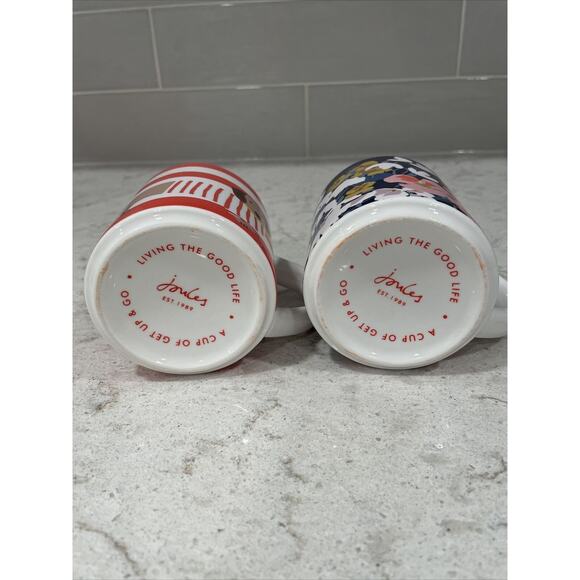 Set 2 Stackable JOULES 10oz Mugs Bone China Dachshund Dog + Floral Boxed Gift - Picture 9 of 11